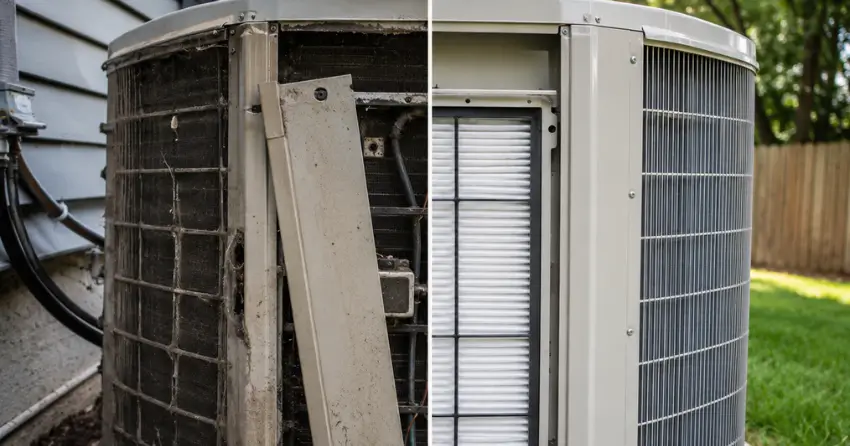 before and after air conditioning repair service Edmonton