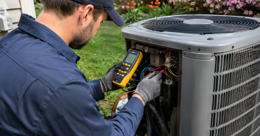 spring air conditioning service inspection in Edmonton