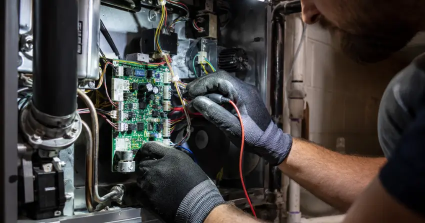 furnace control board and electrical component inspection