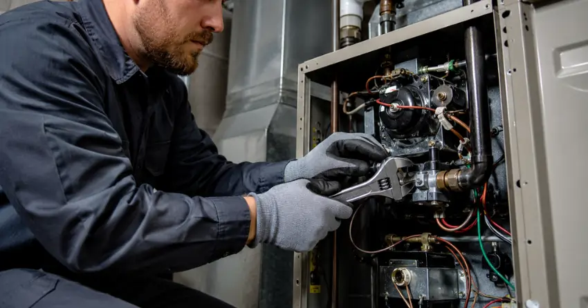 Ontario Gas Services HVAC technician completing emergency repair