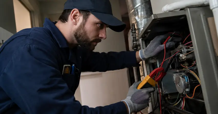 Ontario Gas Services technician completing emergency HVAC repair