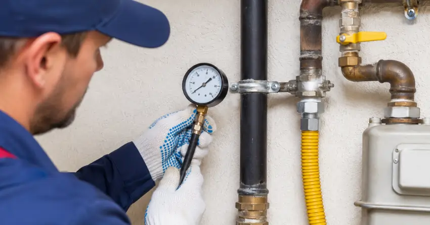 gas leak detection pressure testing residential gas system Edmonton