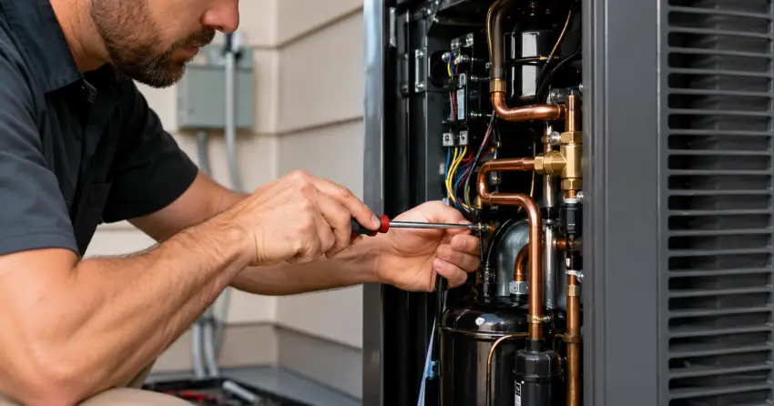 licensed HVAC repair near me technician completing system diagnosis