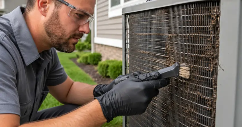 Ontario Gas Services technician completing annual HVAC service visit