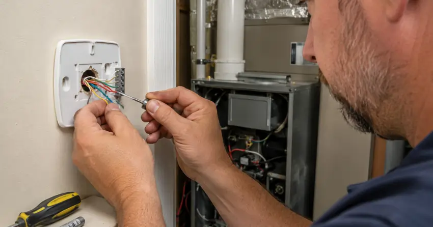 thermostat installation wiring verification for gas furnace system in Edmonton