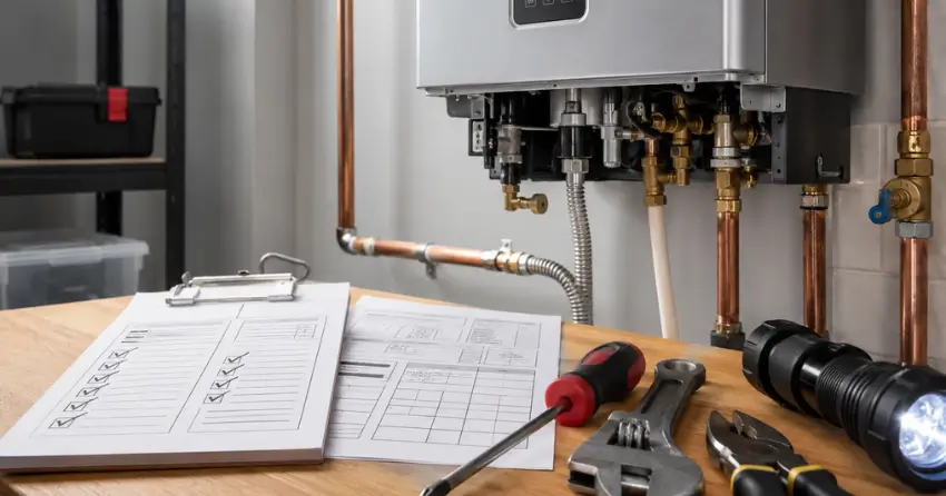 maintenance tankless water heater service documentation and completed visit Edmonton