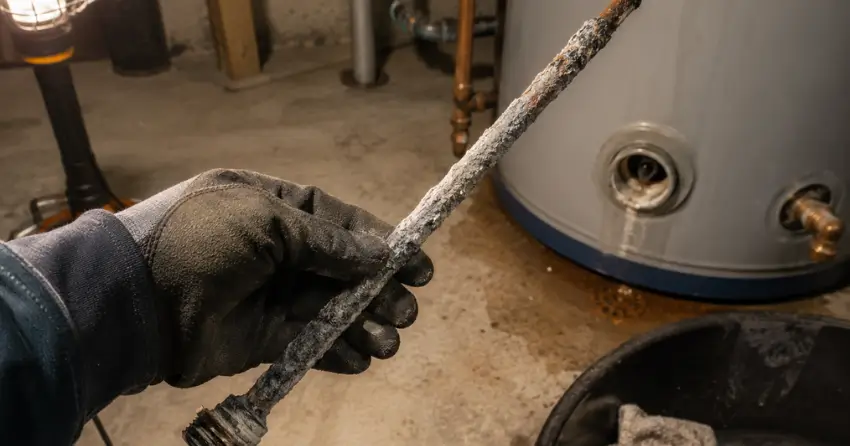 anode rod inspection during water heater maintenance