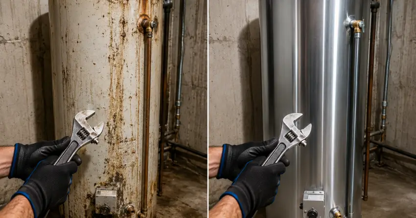 before and after water heater service in Edmonton