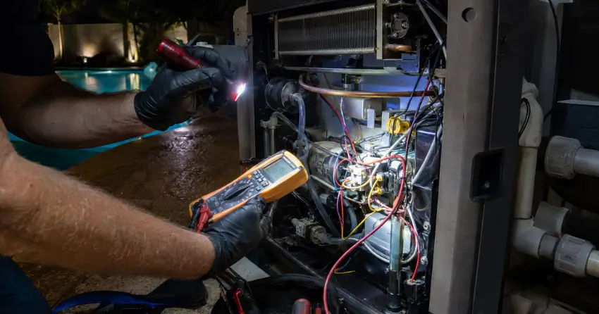 pool heater repair diagnostic process and component inspection