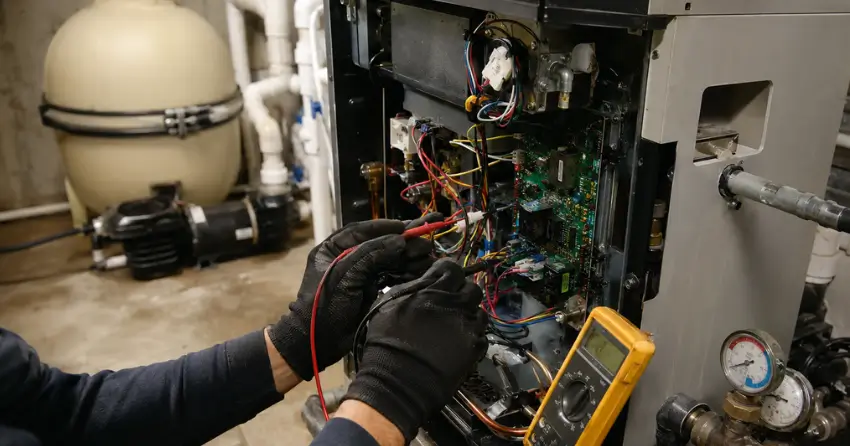 gas pool heater diagnostic inspection process components