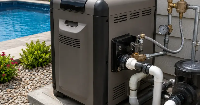 pool gas heater flow system and gas pressure check Edmonton