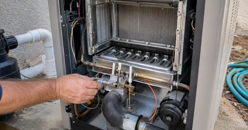 pool gas heater burner and combustion system inspection Edmonton