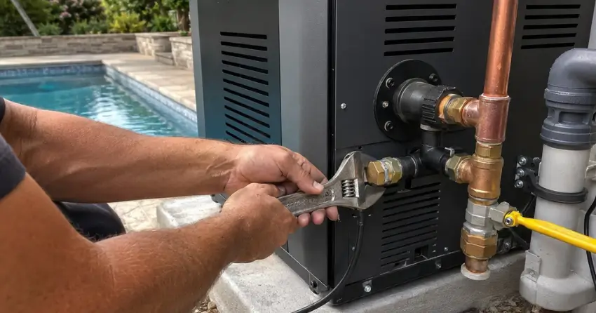 pool heater installation gas line connection Edmonton