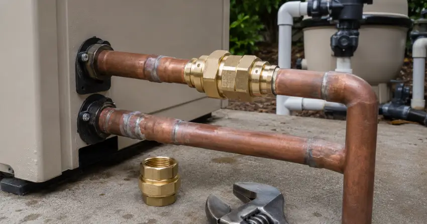 pool heater plumbing fitting replacement Edmonton