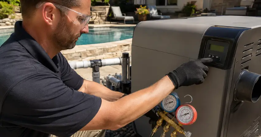 Ontario Gas Services pool heater service near me completed system test