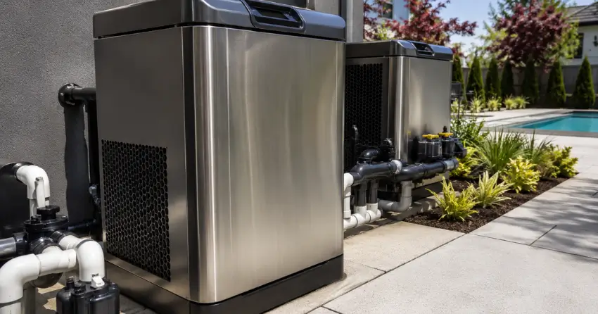 pool heaters outdoor installation finished view Edmonton