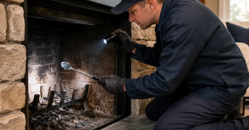 fireplace flue liner and venting inspection with diagnostic tools