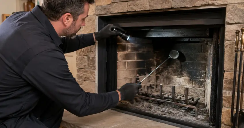 before and after Fireplace Inspection confirmed safe residential gas fireplace