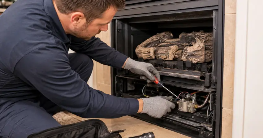 fireplace repair blower motor and gas valve service
