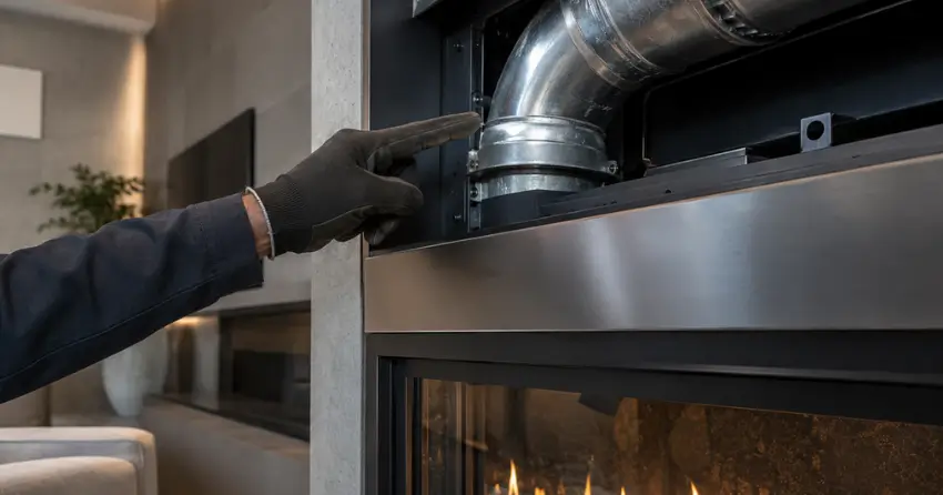 fix gas fireplace venting system inspection