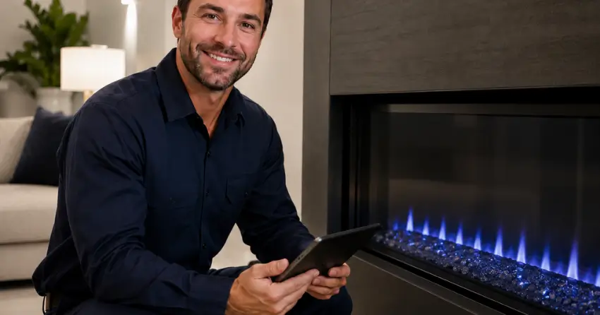 Ontario Gas Services technician after gas fire servicing visit