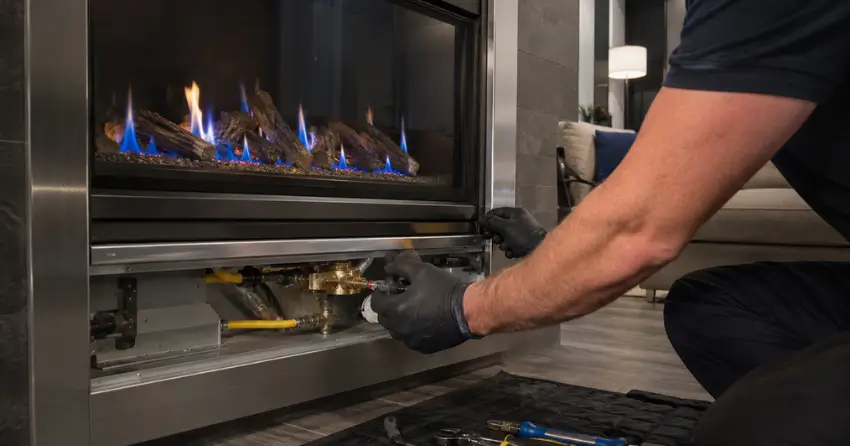 gas fireplace maintenance service covering direct-vent unit in Edmonton