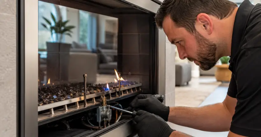 gas fireplace pilot light inspection indoor repair Edmonton