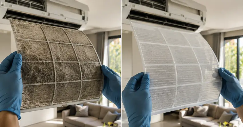 before and after AC maintenance service Edmonton