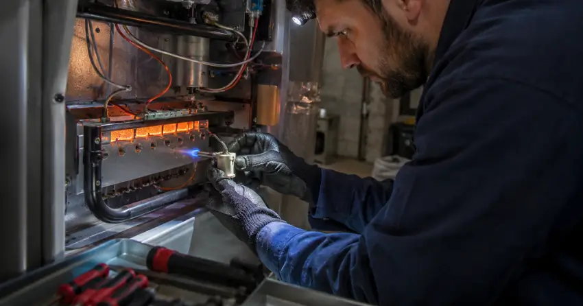 gas furnace igniter and flame sensor inspection during Emergency Furnace Repair