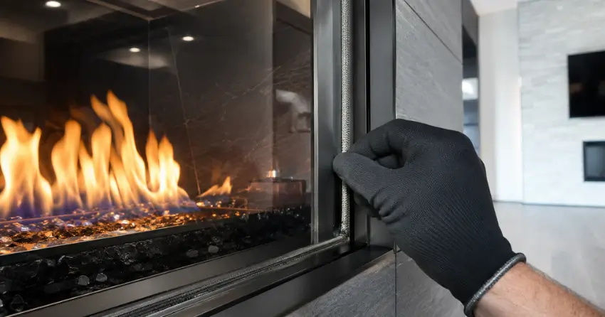 gas fireplace glass and seal inspection during tune up