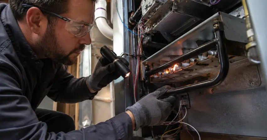 gas furnace service inspection in Edmonton home