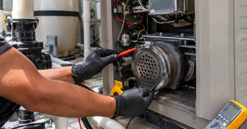 pool heater service cleaning heat exchanger and testing safety switches